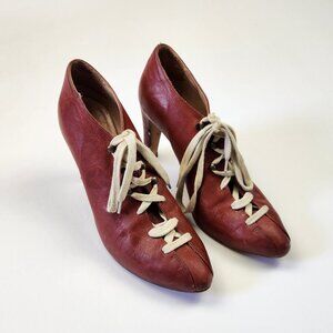 *Flawed* Ellen Verbeek Leather Lace Up Heeled Ankle Booties sz EU 37.5